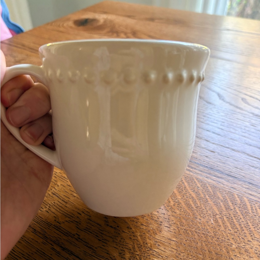 Pottery Barn Emma White/Cream Beaded Mugs- set of 2- 10 oz. - Picture 10 of 10